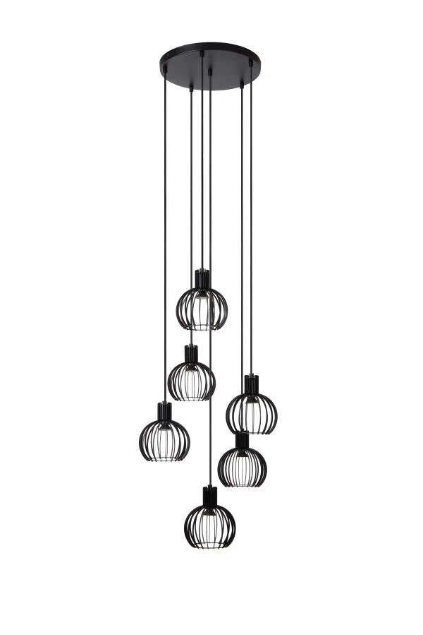 Lucide MIKAELA - Hanglamp - Ø 35 cm - 6xE14 - Zwart - uit